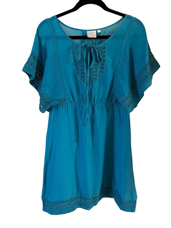HD in Paris Dresses & Skirts - HD in Paris Teal Crochet Trim Tunic Dress Boho Anthropologie 00 Coastal Grandma